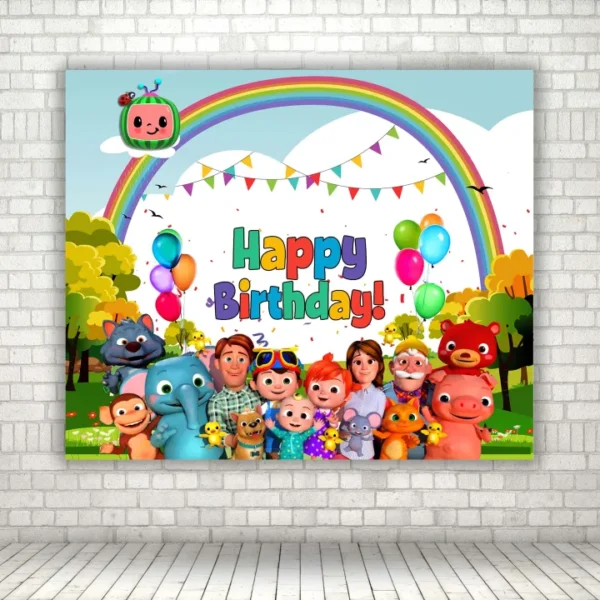 COCOMELON Birthday Theme Backdrop / Birthday Theme Decoration / COCOMELON Theme Printed on Panaflex Size 4x4 Feet
