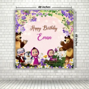 Masha and the Bear Theme Birthday Backdrop / Customized Birthday Backdrop.