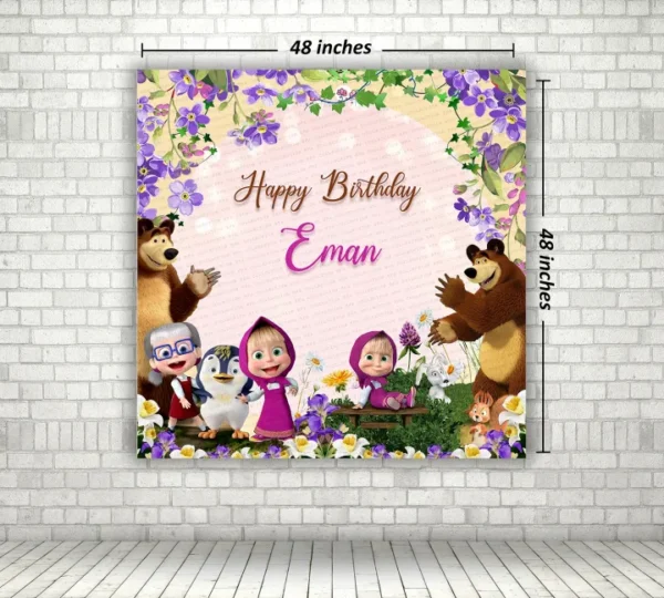 Masha and the Bear Theme Birthday Backdrop / Customized Birthday Backdrop.