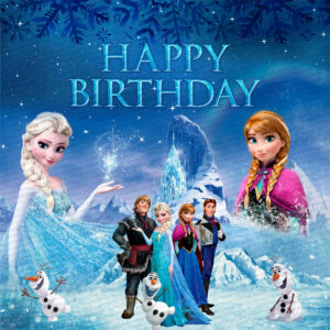 Frozen Theme Birthday Backdrop / Happy Birthday Banner Party Decorations for Kids
